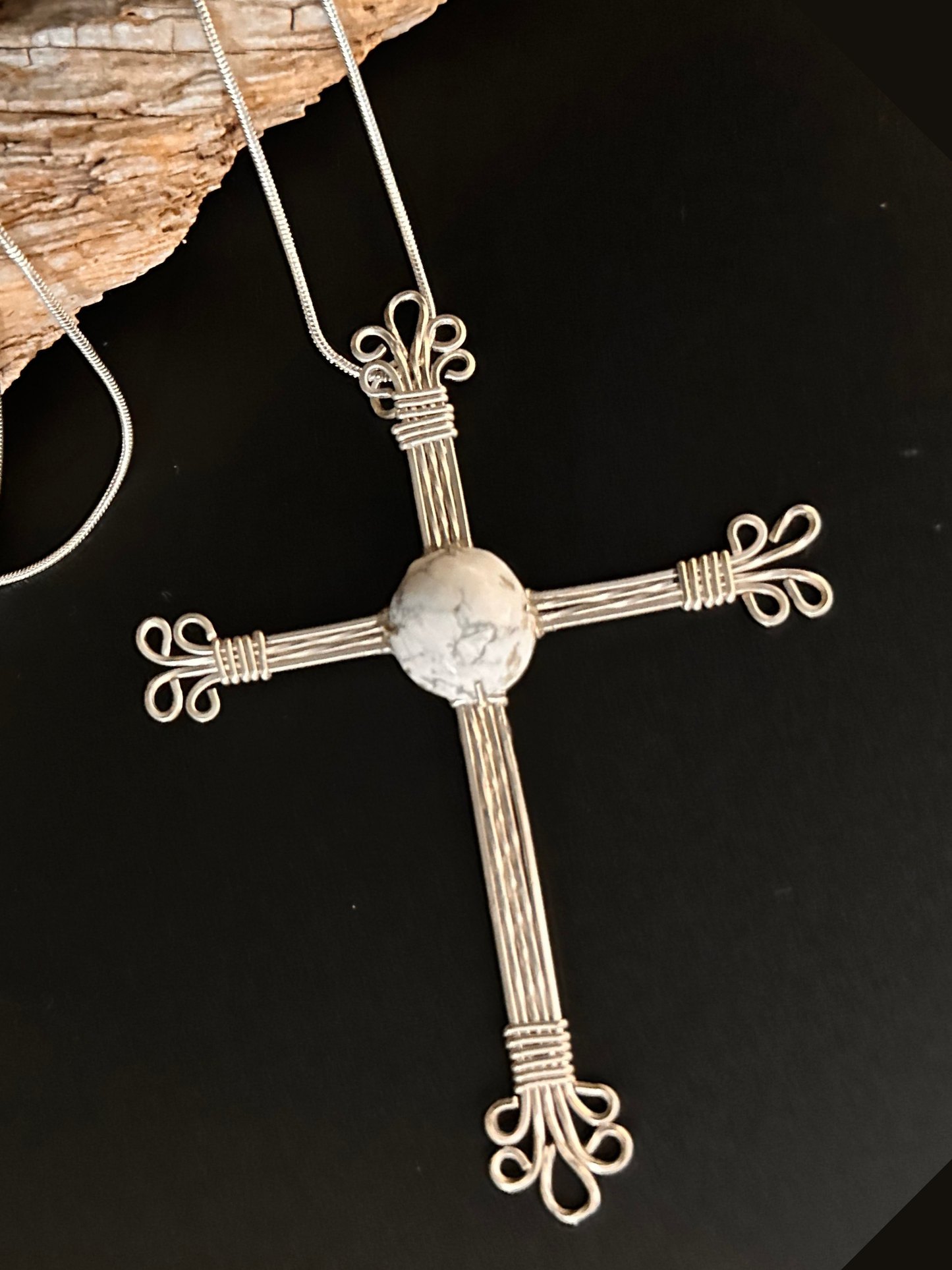 Cross Pendant - Howlite