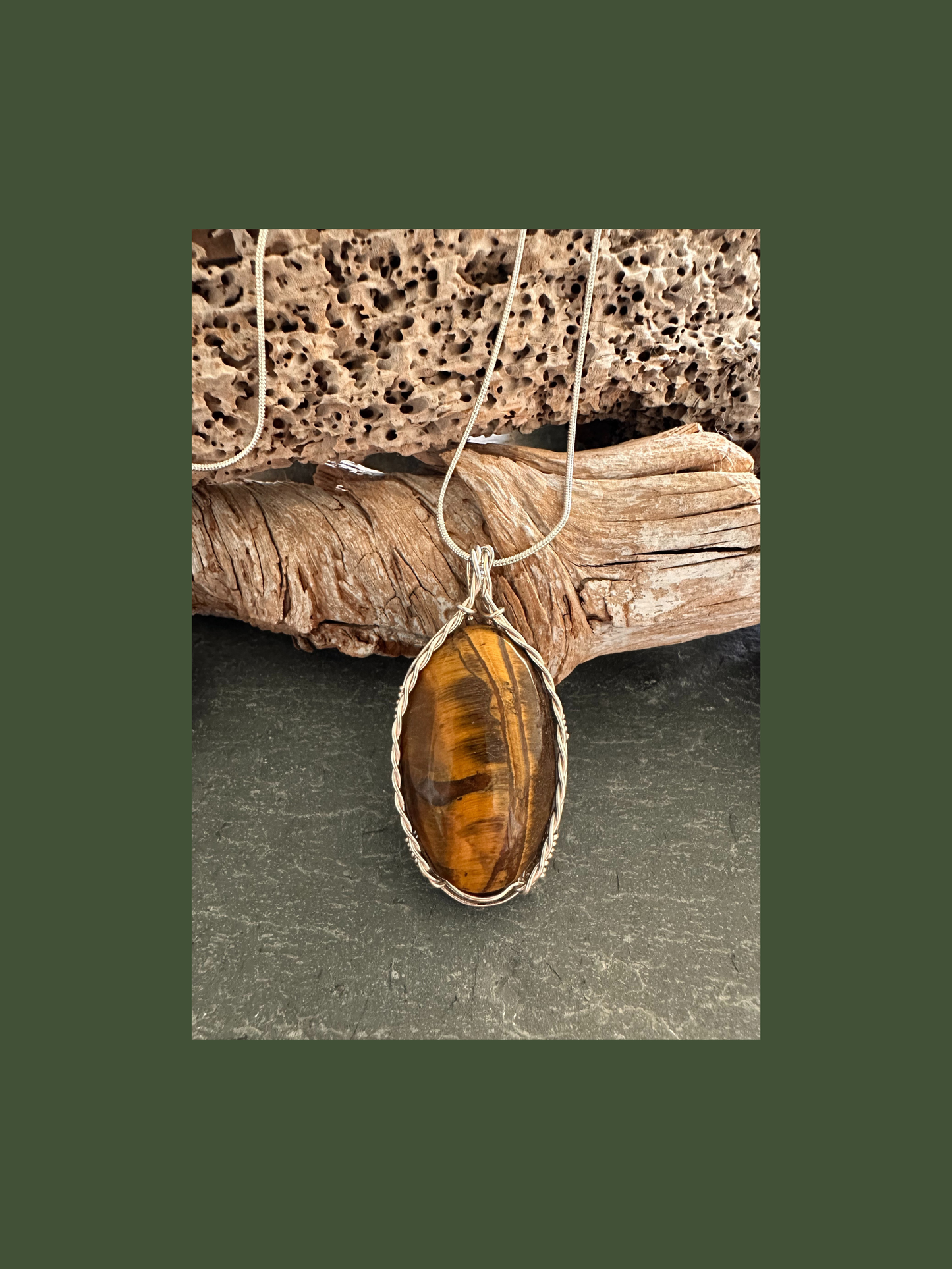 Tiger Eye Gemstone Oval Pendant