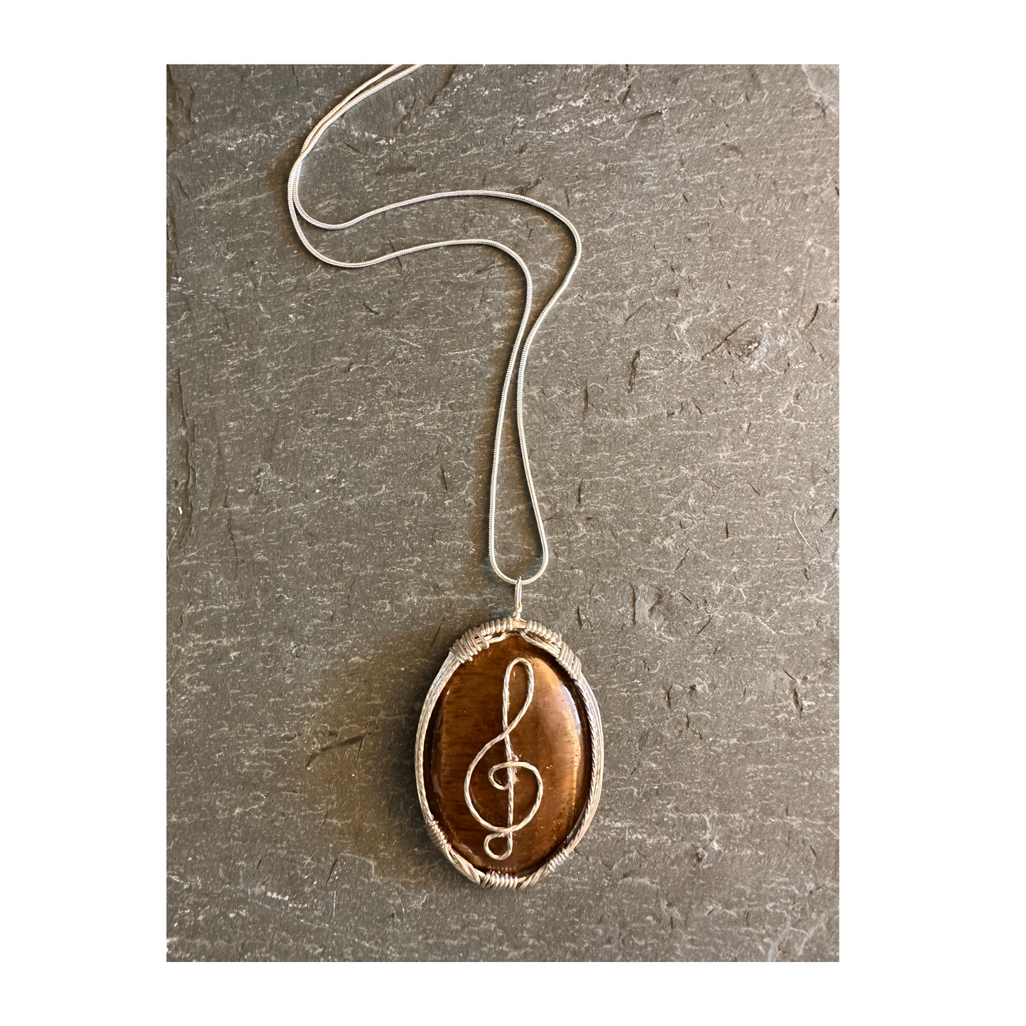 Tiger Eye Treble Gemstone Pendant