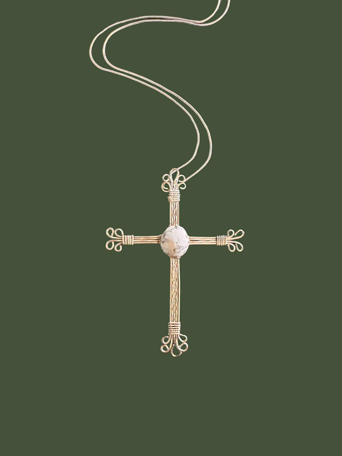 Cross Pendant - Howlite