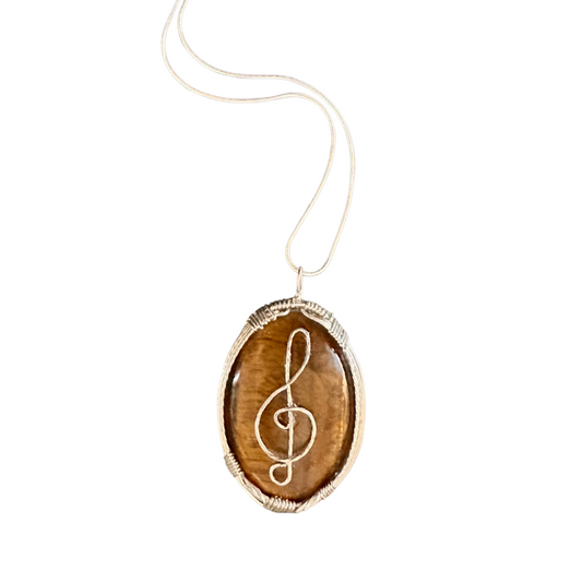 Tiger Eye Treble Gemstone Pendant