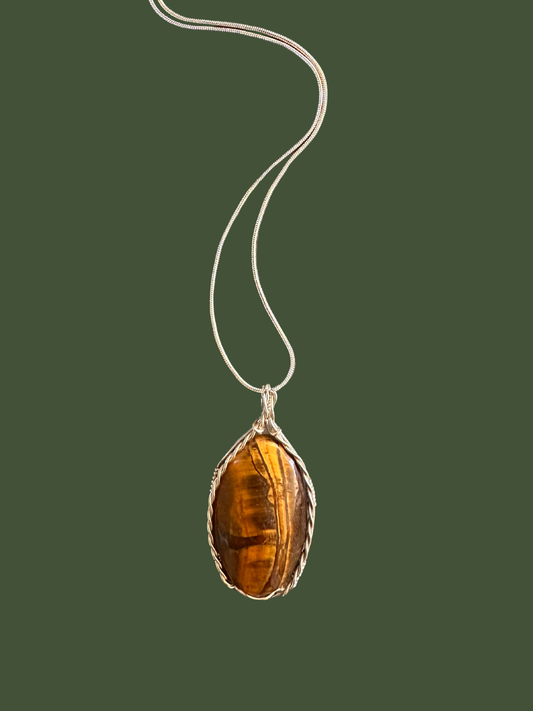 Tiger Eye Gemstone Oval Pendant