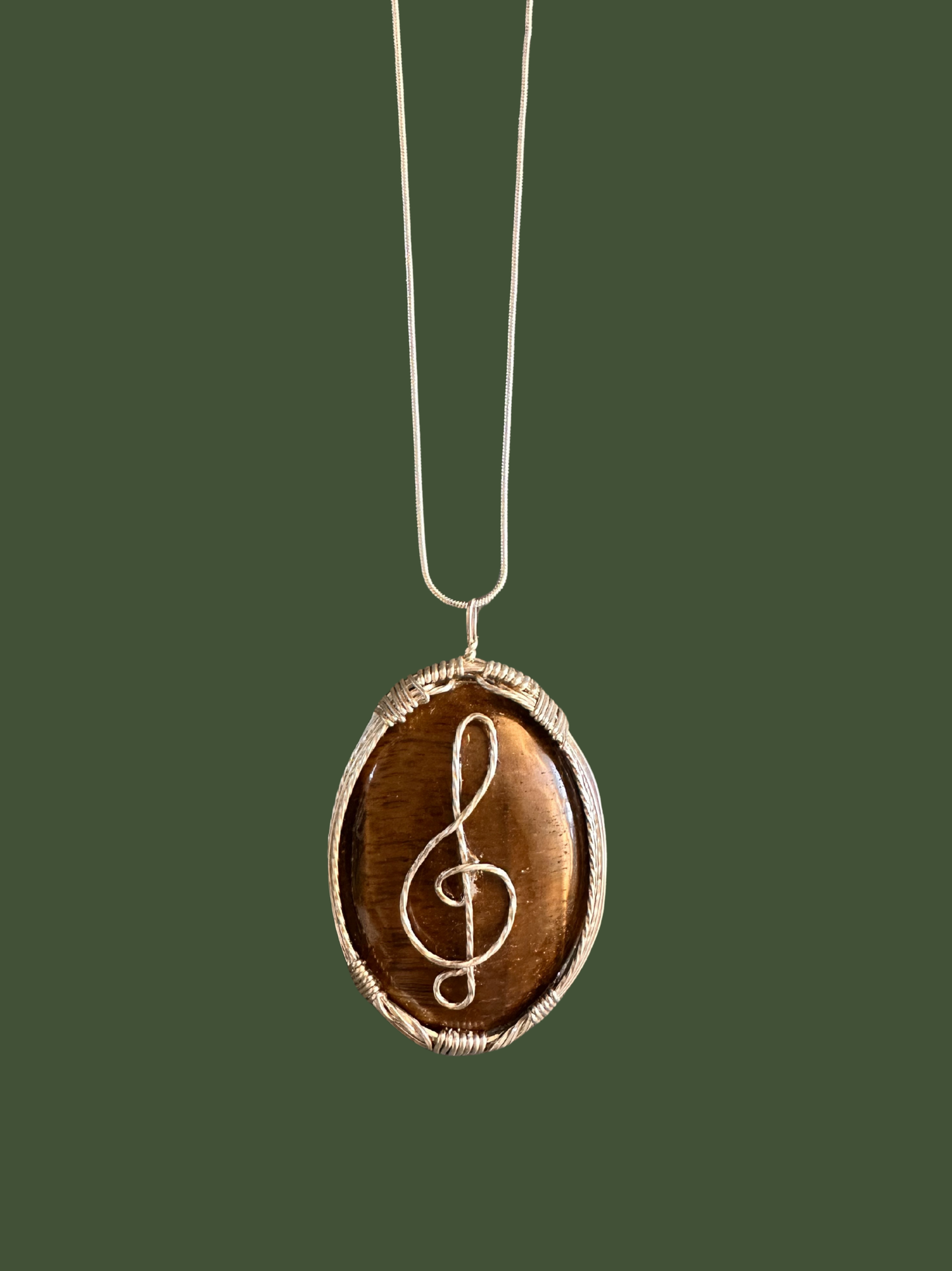 Tiger Eye Treble Gemstone Pendant