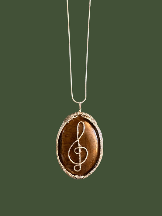 Tiger Eye Treble Gemstone Pendant